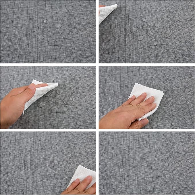 LIBERECOO Vinyl Tablecloth with Flannel Backing, Premium Gray, Waterproof, Stain-Resistant, Easy-Clean Table Cover for Dining, Kitchen, and Outdoor Use, 60" x 102" Rectangle