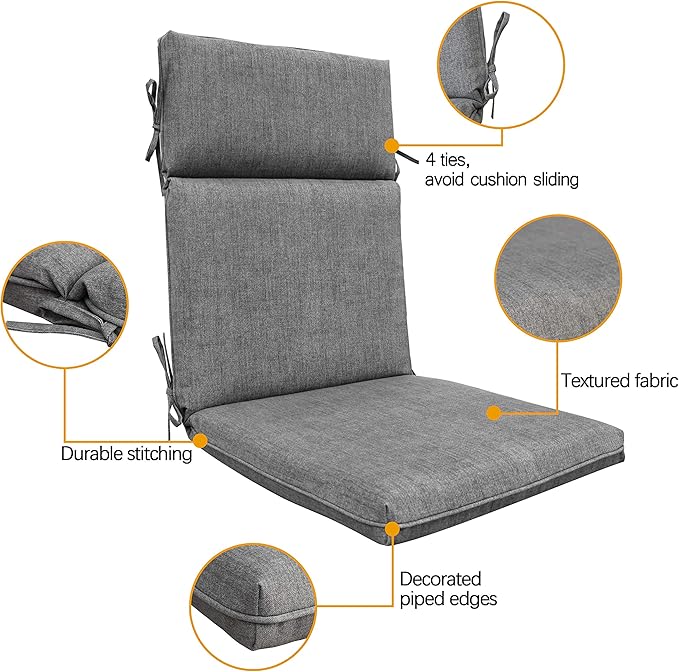 Indoor Outdoor High Back Rocking Chair Cushions Replacement Patio Seat Cushion Fade Resistance, Set of 4 Denim Blue