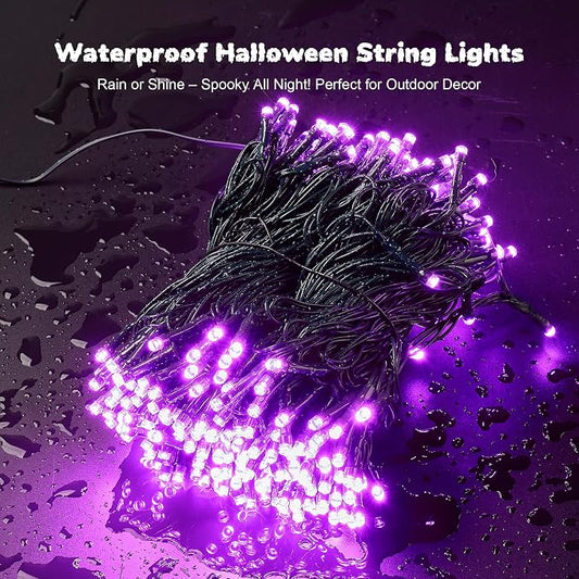 WBao Halloween Lights 500LED 174ft, Super Bright LED Halloween String Lights with UL Certified, 8 Lighting Modes, Timer, Memory & Waterproof for Indoor Outdoor Holiday Party Decorations, Purple
