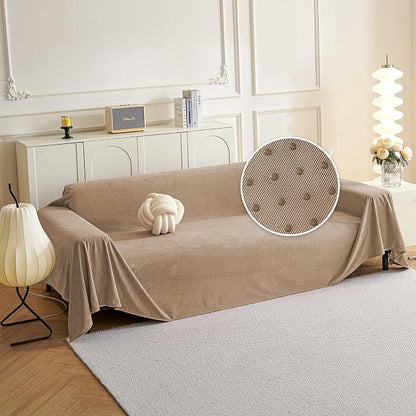 MYSKY HOME Couch Cover Sofa Covers for 3 Cushion Couch, Ultra - Soft Dog Couch Covers Protector for Sectional Sofa, Non Slip Sofa Slipcover Furniture Protector for Pet, 91" x 118", Khaki