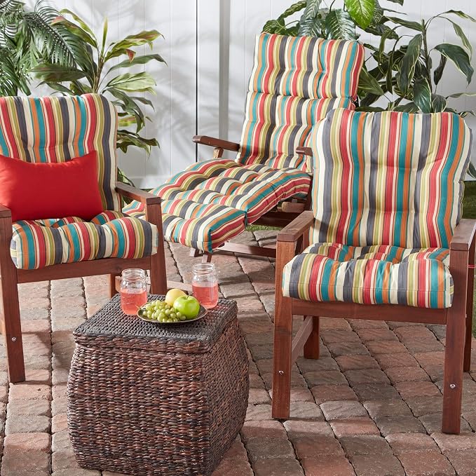Greendale Home Fashions 72 x 22-inch Outdoor Chaise Lounge Cushion, Adobe Stripe
