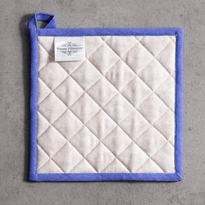 Maison d' Hermine Pot Holders 100% Cotton Potholders (8" x 8", Pack of 2) | Heat Resistant Hot Pads with Loop BBQ Cooking Baking Farmhouse Kitchen Handling Hot Pans Spring Summer - Gourmand