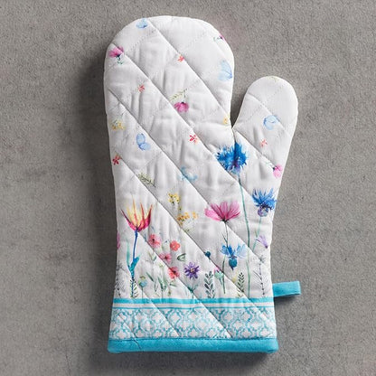Maison d'Hermine Oven Gloves 100% Cotton Oven Mitt 7" x 13" with Loop Heat Resistant BBQ Cooking Gloves Baking Grilling Kitchen Hotel Home Farmhouse Spring Summer (Pack of 1, Flower in The Field)