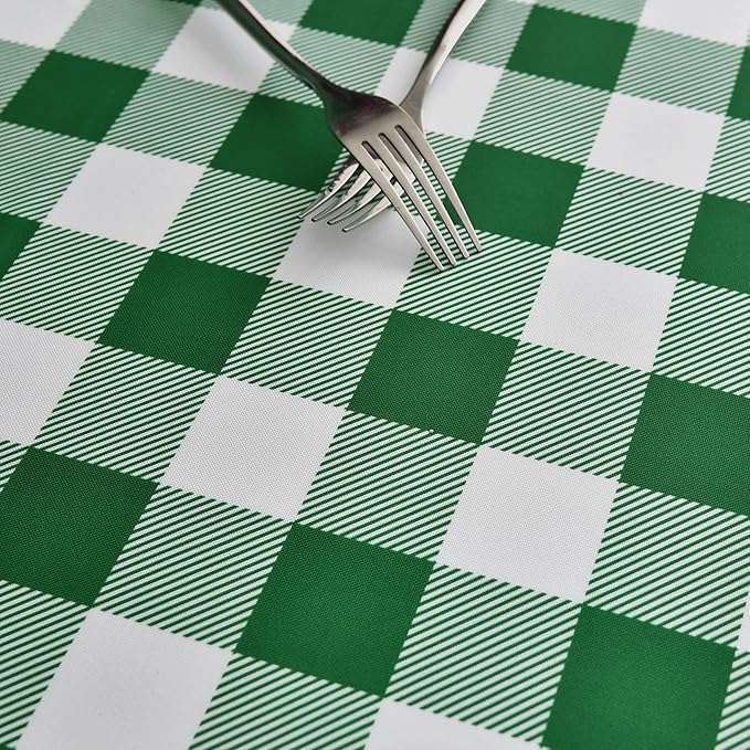 Waterproof Plaid Tablecloth Fabric - Round 108 Inch Classic Gingham Checker Table Cloth for Indoor/Outdoor Use - Buffalo Table Cover for Picnics, BBQs, and Parties
