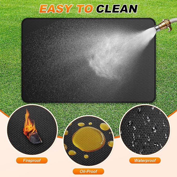 M METERXITY Under Grill Mat for Outdoor Grill, 75x47 Inch/ 190x120cm Rectangle Fireproof Fireplace Pad for Indoor Fire Pit, Oil-Proof Waterproof Decks & Patio BBQ Protector Mat