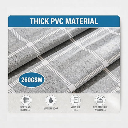 Rectangle Vinyl Tablecloth 100% Waterproof - Heavy Duty Buffalo Plaid Table Cover for Outdoor Picnic Camping Patio - Wipe Clean Checkered Gingham Tablecloth for BBQ Party Decor - 55x108 Grey