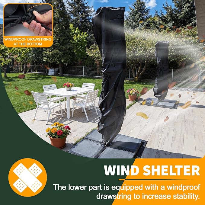 Enzeno Umbrella Covers for Patio Umbrellas 12-14 Feet,Oxford Fabric Outdoor Umbrella Cover Waterproof UV-Resistant Protection for Offset Umbrella & Parasol (Fits Cantilever Umbrella up to 12′S/14′R)