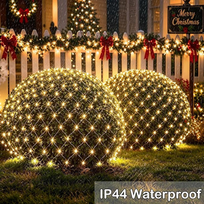 6.5ft x 6.5ft Solar Net Lights, 120LED 34 Colors Changing Christmas Net Lights Solar & USB Powered, Waterproof Mesh String Lights Green Wire for Bushes Tree Patio Xmas Holiday Party Outdoor Decor