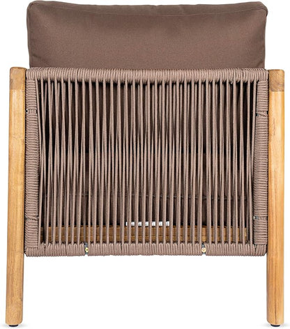 Christopher Knight Home Seward Acacia Wood Lounge Chair Outdoor with Removable Cushion, Solid Wood Patio Accent Chair with Rope Backrest, Patio Outdoor Armchair, Teak+Bown