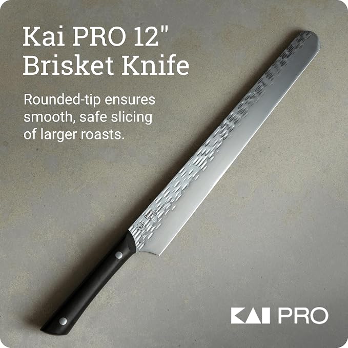 Kai PRO 12" Brisket Knife | Hand Sharpened Meat Carving Knife, Japanese AUS6M Stainless Steel Blade, Full-Tang POM Handle