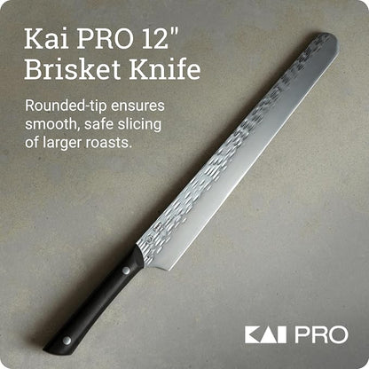 Kai PRO 12" Brisket Knife | Hand Sharpened Meat Carving Knife, Japanese AUS6M Stainless Steel Blade, Full-Tang POM Handle