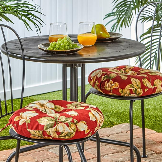 Greendale Home Fashions Tuscan Floral Outdoor 15-inch Bistro Seat Cushion, Set of 2