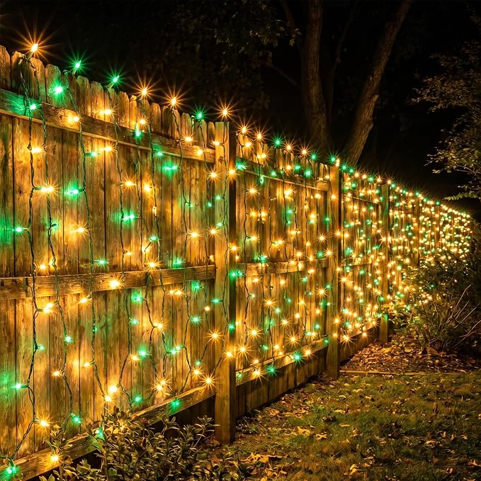 BrizLabs Christmas Lights, 100 Count 19.7ft Yellow & Green String Lights | Connectable; UL Certified; Incandescent Mini Lights Plugin Green Wire Indoor Outdoor St. Patrick's Day Xmas Tree Party Decor