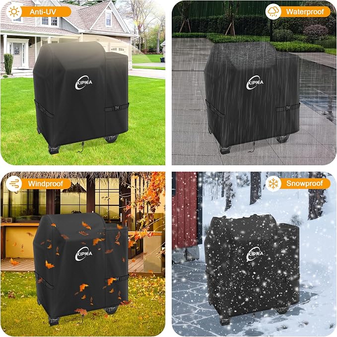 600D Pellet Grill Cover for Weber Searwood 600 & Smoque, Waterproof BBQ Smoker Cover, UV Resistant, No Tear, No Fading