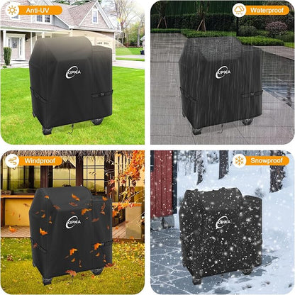 600D Pellet Grill Cover for Weber Searwood 600 & Smoque, Waterproof BBQ Smoker Cover, UV Resistant, No Tear, No Fading