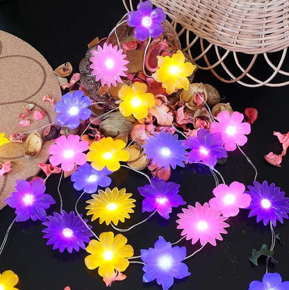 Solar Lights Outdoor Flower String Lights Waterproof Fairy Spring Summer Floral Garden Tree Balcony Yard Fence Plants Decor Night Light 14ft 40 LED.