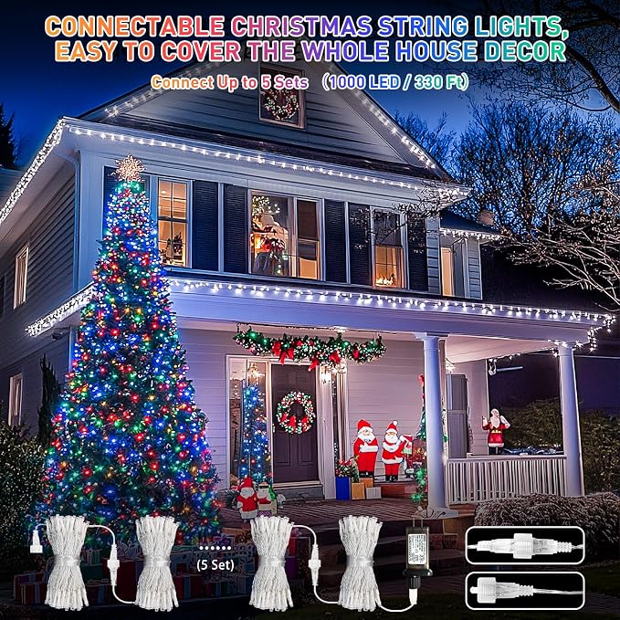 JMEXSUSS 200LED Color Changing Christmas Lights Indoor Outdoor Clear Wire | 66 Ft White to Multicolor String Lights Plug in, Twinkle Fairy Lights for Bedroom Classroom Wedding Tree Patio Xmas Decor