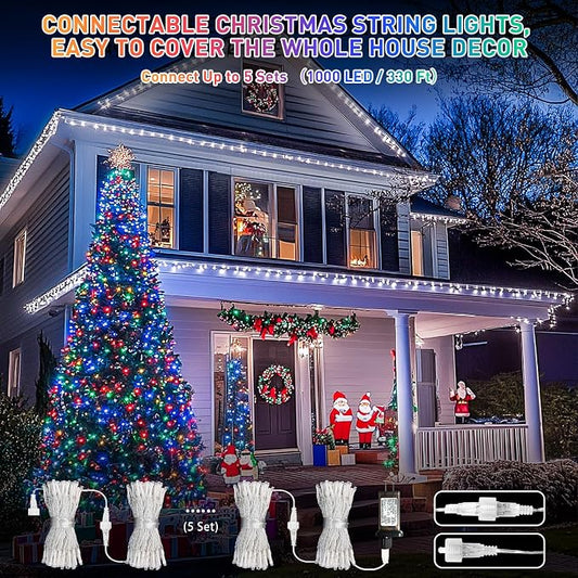 JMEXSUSS 200LED Color Changing Christmas Lights Indoor Outdoor Clear Wire | 66 Ft White to Multicolor String Lights Plug in, Twinkle Fairy Lights for Bedroom Classroom Wedding Tree Patio Xmas Decor