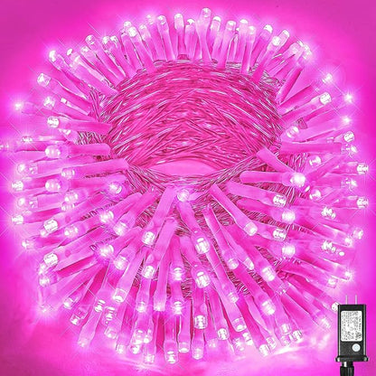 300 LED Pink String Lights Indoor Valentines Day Decorations, 100 FT Valentines Day Lights Waterproof with 8 Modes, Clear Wire Pink Fairy Lights Plug in for Valentine Day Wedding Party Bedroom Decor