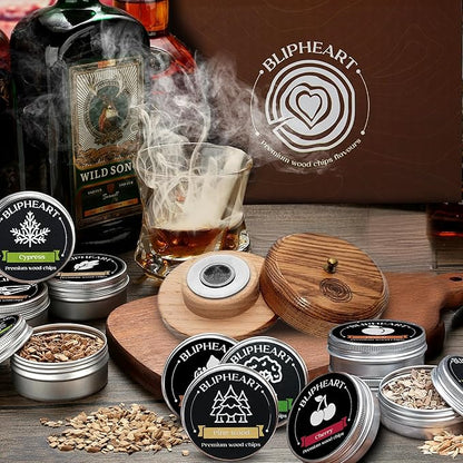 Wood Chips Easter Gift - 12 Flavor Natural Artisan Pack | Premium Smoking Chips for Cocktail Smoker Gun | Professional Bar Accessories for Whiskey Bourbon Dad Husband