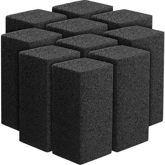 10 Pieces Commercial Grade Grill Cleaning Brick Bulk Heavy Duty Pumice Stone Brick Cleaning Grill Stone Reusable for Home Restaurant Griddles, Flat Top and BBQ Grates Outdoor Cleans(Black)