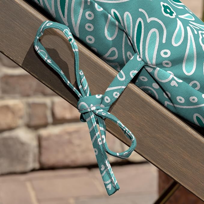 Arden Outdoor Tufted Chaise Cushion, 22x76, Turquoise Medallion | Plush Comfort, Modern Tuft, Lounge Cushion, Rain-Proof, Fade Resistant, Mold and Mildew Resistant