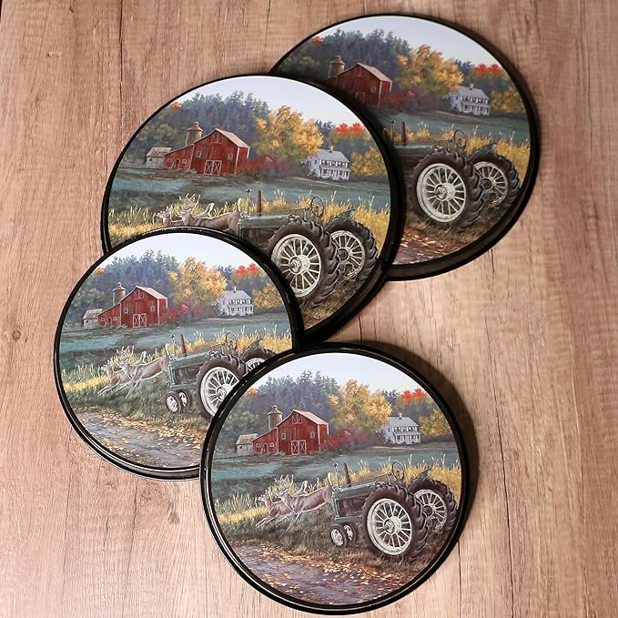 Reston Lloyd, Burner Covers For Electric Stovetop, Decorative Lightweight Tin Covers, Set of 4 (2-8 inch & 2-10 inch), Conceals Messy Drip Pans, Farm