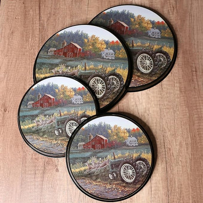 Reston Lloyd, Burner Covers For Electric Stovetop, Decorative Lightweight Tin Covers, Set of 4 (2-8 inch & 2-10 inch), Conceals Messy Drip Pans, Farm