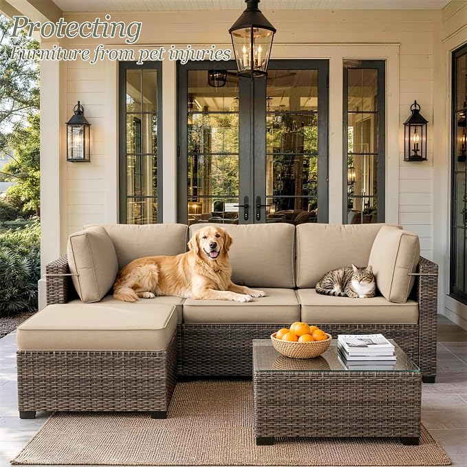9 Pcs Outdoor Patio Cushions Covers Replacement Sets, Covers Only | 9 Pcs Patio Cushions Covers Replacement UV Resistant, Water Anti-Slip, Heavy-Duty Zippers for 5 Pcs Patio Furniture Set