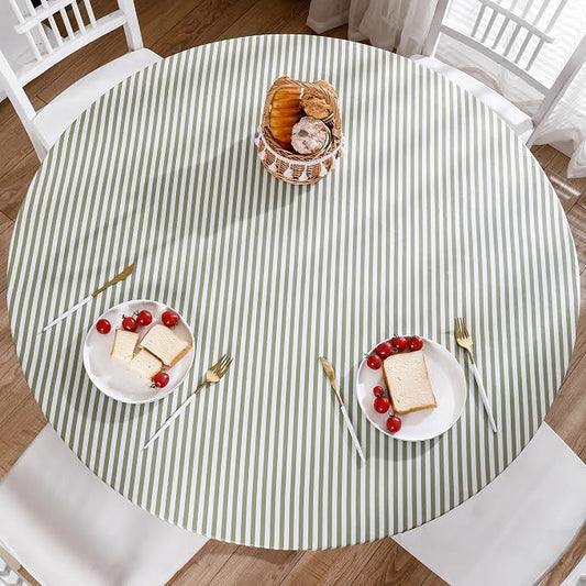 Walrus Round Vinyl Fitted Tablecloth with Flannel Backing Elastic Edge Design Table Cover Waterproof Oil-Proof PVC Table Cloth Stain-Resistant Best for 37"-44" Round