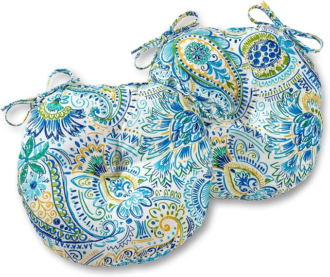 Greendale Home Fashions Paisley Outdoor 15-inch Bistro Seat Cushion, Set of 2