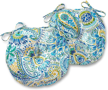 Greendale Home Fashions Paisley Outdoor 15-inch Bistro Seat Cushion, Set of 2