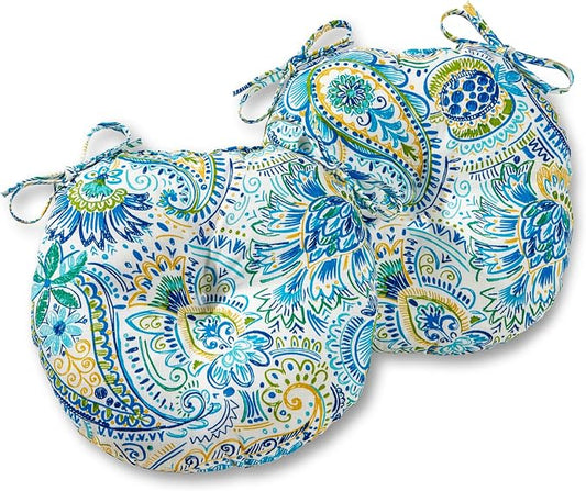Greendale Home Fashions Paisley Outdoor 15-inch Bistro Seat Cushion, Set of 2