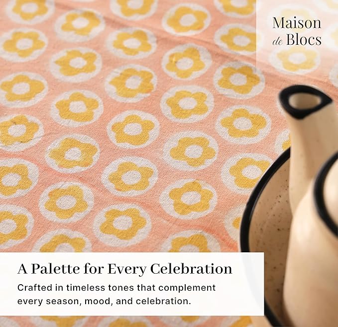 100% Cotton Hand Block Printed, Tablecloth for Kitchen, Dining, Table Cover for Parties, Chritmas, Weddings, Barbecues and Summer picnics Table Cloth