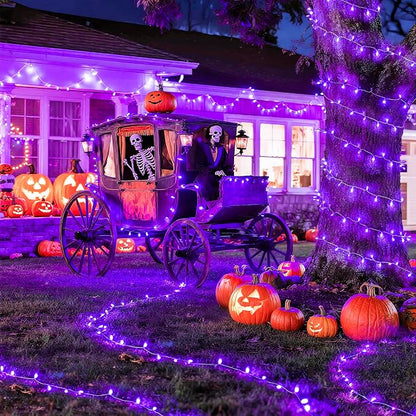 JMEXSUSS 33ft 100 LED Purple Halloween Lights Battery Operated, Waterproof | Halloween Decorations Lights with Remote Indoor Outdoor, Purple String Lights for Halloween Tree Room Proch Yard XMAS Decor