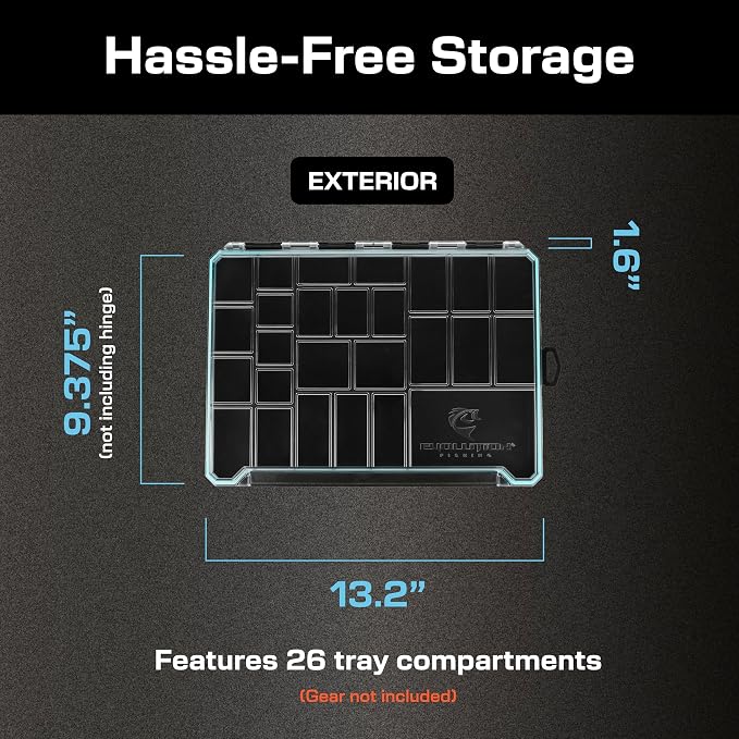 Evolution Fishing BallistiX Terminal Tackle Tray - Waterproof, Anti-Corrosion, One Hand Latch, Clear Lid, Lure Box, Tackle Storage