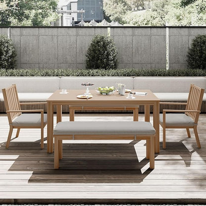 FansaFurn Outdoor Patio Bench, Metal Aluminum Outdoor Bench with Waterproof Cushions, Outdoor Patio Furniture Seating for Porch, Balcony, Deck, Backyard, Brown