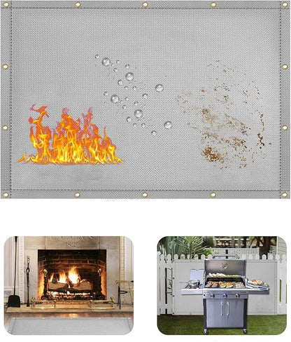 Heat Shield Behind Grill Grey Fireproof Cover and Screen Protect Deck Railing from Grill Heat Shield for Wood Stove, 3’x4’ Wall Protector for Fridge Waterproof BBQ Mat UV Resistant Privacy Screen