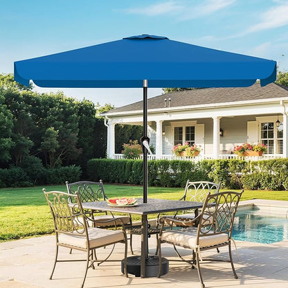 AreShark 6.5 x 10 FT Rectangular Valance Patio Umbrella, Outdoor Umbrella with Tilt and Crank, Market Table Umbrellas W/ 6 Ribs UV Protection for Garden, Deck, Backyard and Pool, Royal Blue