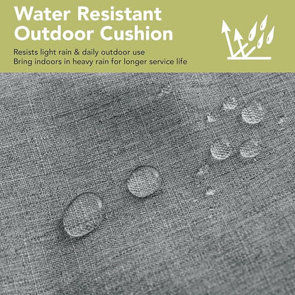 Outdoor Chair Cushions, D Shaped, Set of 6, 19 x 19 in, Light Grey | Fade-Resistant, Water-Resistant, Patio Furniture Seat Chair Pads Replacement, Non-Slip Bottom with Ties, Removable Cover