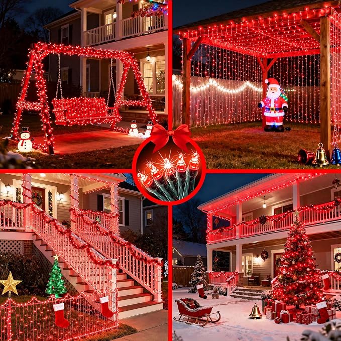 WUXYIYANG 750 LED 240FT Red Valentine Lights, 12 Pro Modes and Timer Memory & Dimmable, Plug in Indoor Valentine Room Light for for Xmas Bedroom Yard Tree Wedding Party Outdoor Waterproof Decor (Red)