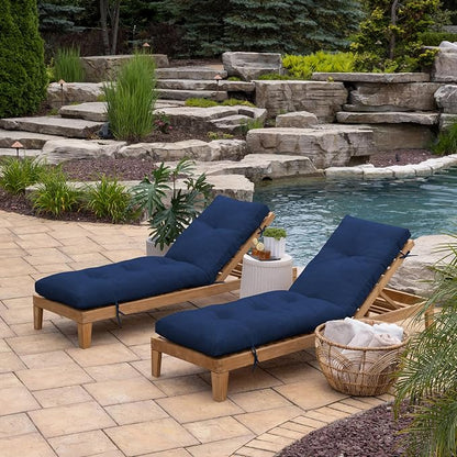 Arden Outdoor Plush Modern Tufted Chaise Cushion, 76 x 22, Rain-Proof, Fade Resistant, Tufted Cushion for Chaise Lounger Sapphire Blue Leala | Plush Comfort, Modern Tuft, Lounge Cushion, Rain-Proof, Fade Resistant, Mold and Mildew Resistant