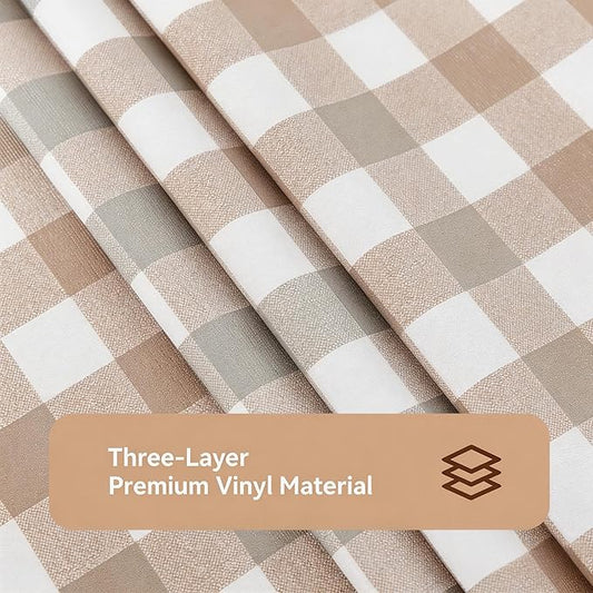 Rectangle Vinyl Tablecloth 100% Waterproof Heavy Duty - 55x78 Buffalo Plaid Checkered PVC Table Cover for Outdoor Picnic Camping Patio - Wipe Clean Plastic Table Cloth for BBQ Party Decor