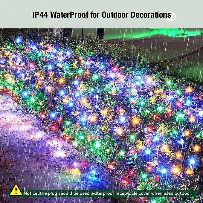 Led Multicolor Christmas Net Lights Outdoor Christmas Bushes Lights 120Led 6ftx5ft, Connectable Outdoor Indoor Mesh Net Lighting for Xmas Holiday, Garden, Lawn, Shrubs, Trees, Bushes Decorations