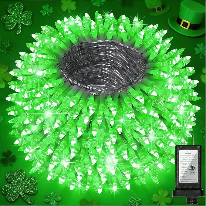 Christmas String Lights Outdoor 240FT 750 LED Green | Dimmable, 12 Light Styles, Memory Timer, Waterproof, 29V Safe Low Voltage, Diamond-Faceted LED, Energy Efficiency