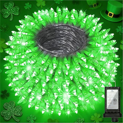 Christmas String Lights Outdoor 240FT 750 LED Green | Dimmable, 12 Light Styles, Memory Timer, Waterproof, 29V Safe Low Voltage, Diamond-Faceted LED, Energy Efficiency