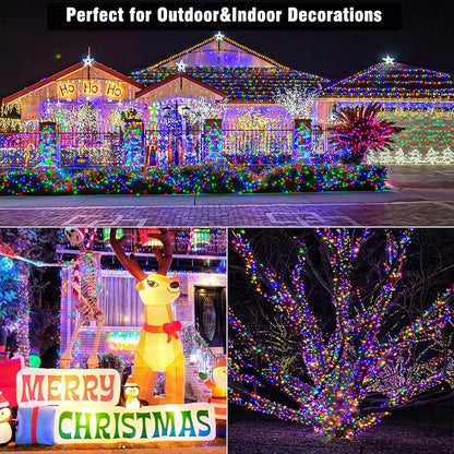 800 LED String Lights Indoor Outdoor, 262FT Christmas String Lights for Outside 8 Modes Clear Wire, Plug in Twinkle Fairy Lights for Bedroom Party Garden Christmas Tree Decorations, Multicolor