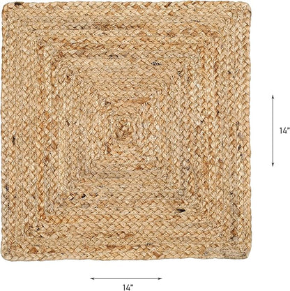 Hausattire Jute Braided Placemats 14x14 Inches Set of 4 Reversible Handwoven Boho Vintage Easter Placemats for Kitchen Dining Tables|BBQ's Farmhouse Decor Indoor & Outdoor Parties|Natural