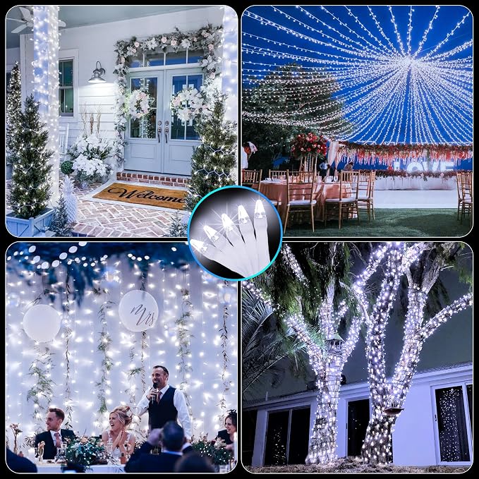 Christmas Tree String Lights 2 Pack Total 200FT 600 LED Cool White