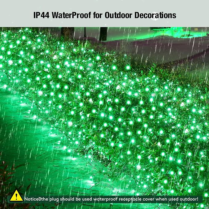 Led Green Christmas Net Lights Outdoor Christmas Bushes Lights 120Led 6ftx5ft, Connectable Outdoor Indoor Mesh Net Lighting for Xmas Holiday, Garden, Lawn, Shrubs, Trees, Bushes Decorations
